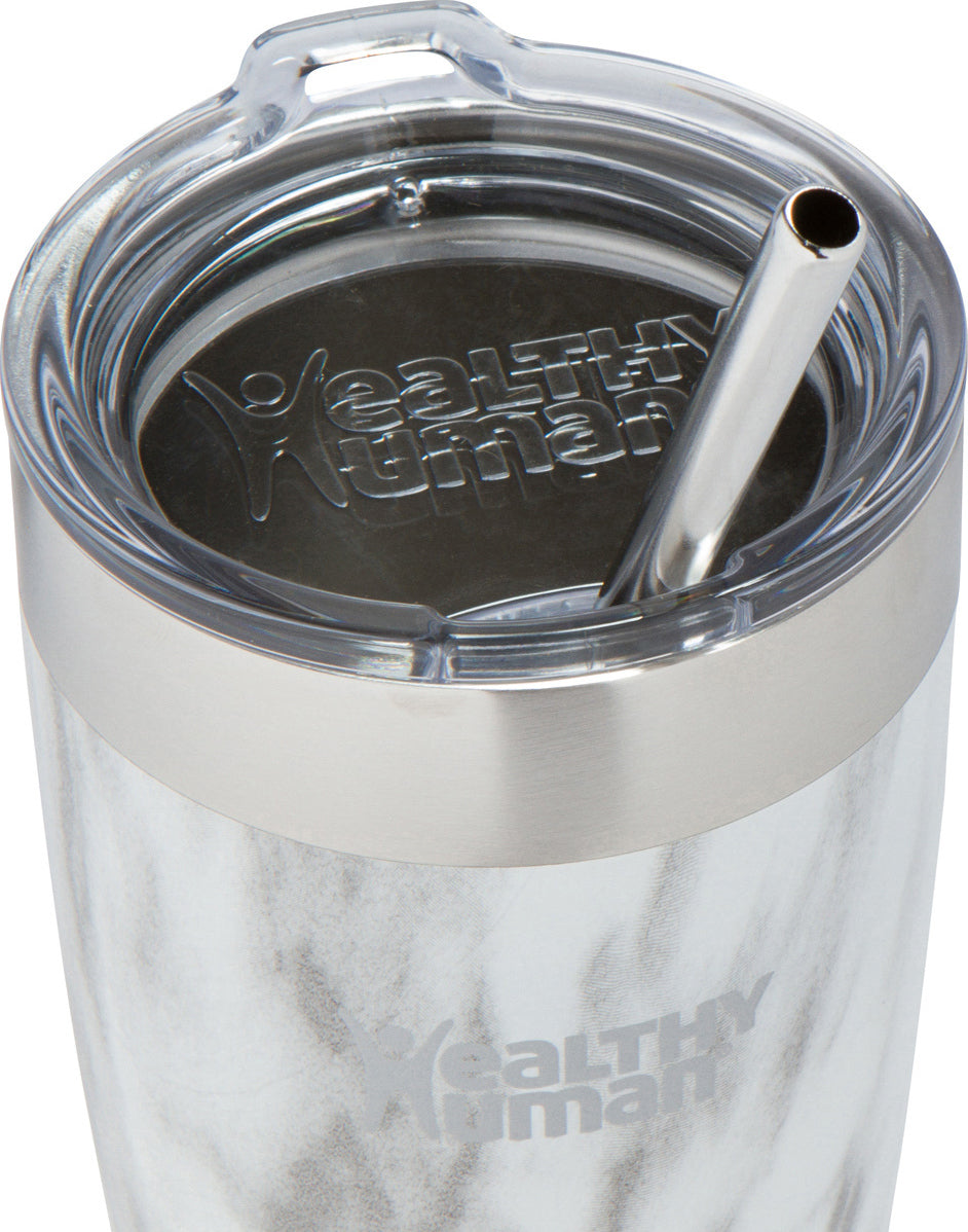 Healthy Human Cruiser Tumbler Stone White Thermos Tumbler with Straw 0.59lt
