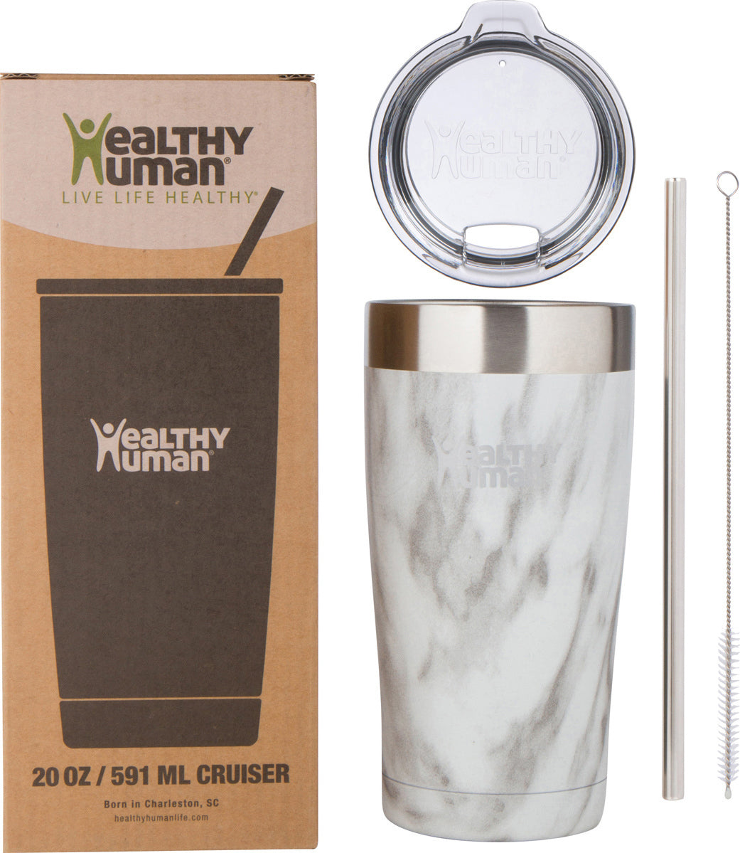 Healthy Human Cruiser Tumbler Stone White Thermos Tumbler with Straw 0.59lt