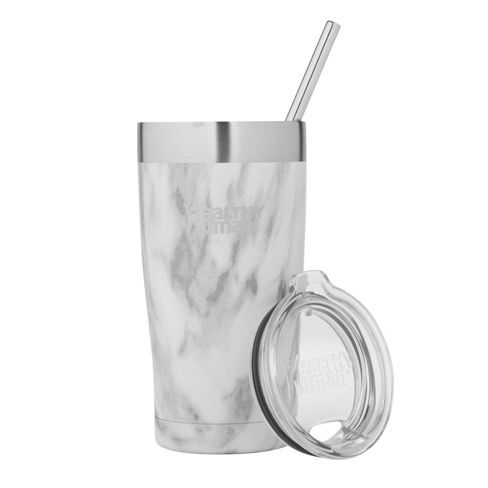 Healthy Human Cruiser Tumbler Stone White Thermos Tumbler with Straw 0.59lt