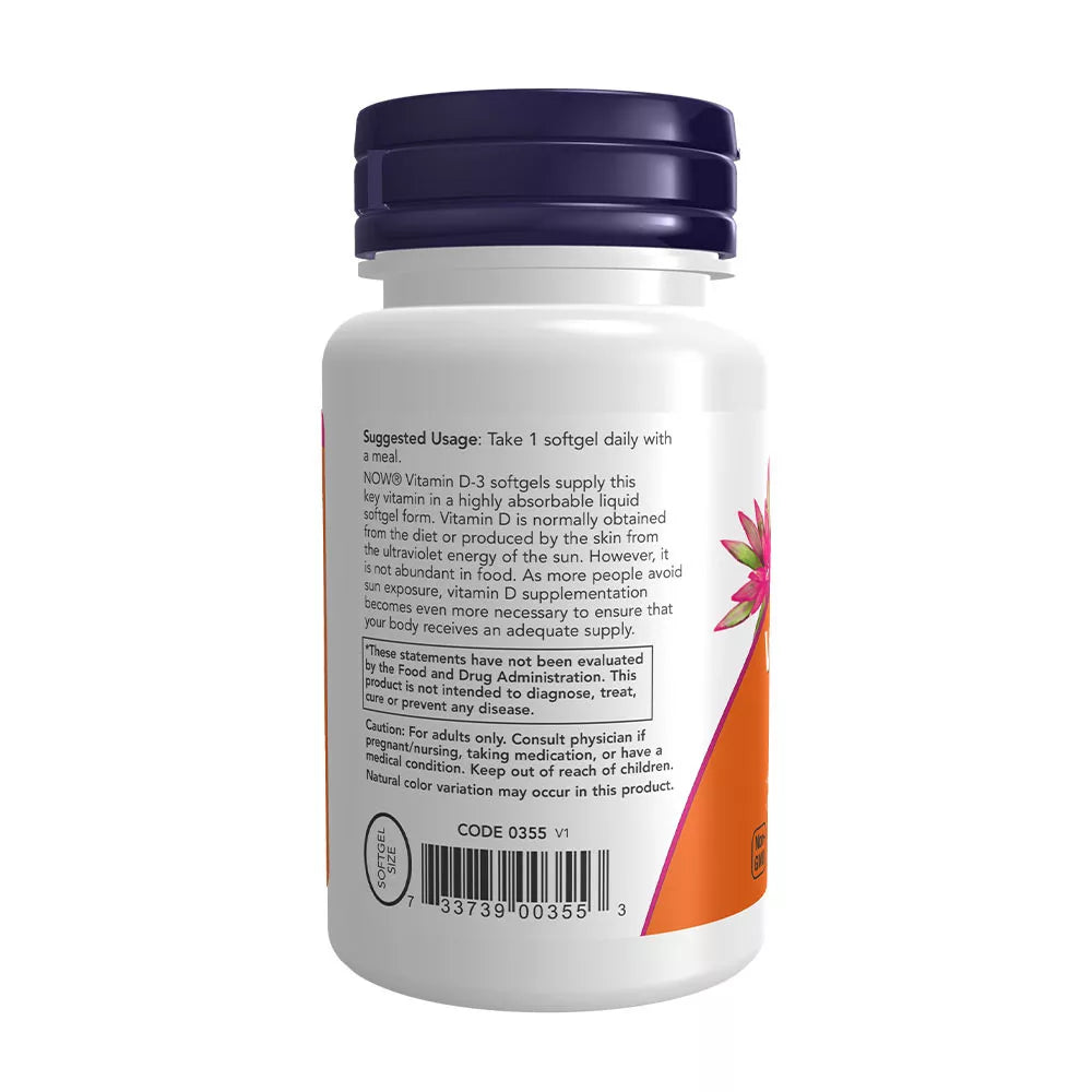 Now Foods Vitamin D-3 Βιταμίνη για Ανοσοποιητικό 2000iu 30 μαλακές κάψουλες