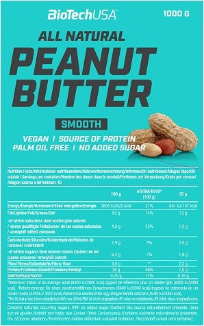 Biotech USA Φυστικοβούτυρο Απαλό Peanut Butter Smooth 1000gr