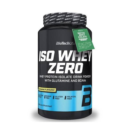 Biotech USA Iso Whey Zero With Glutamine &amp; BCAAs Whey Protein Free of Gluten &amp; Lactose with Banana Flavor 908gr 