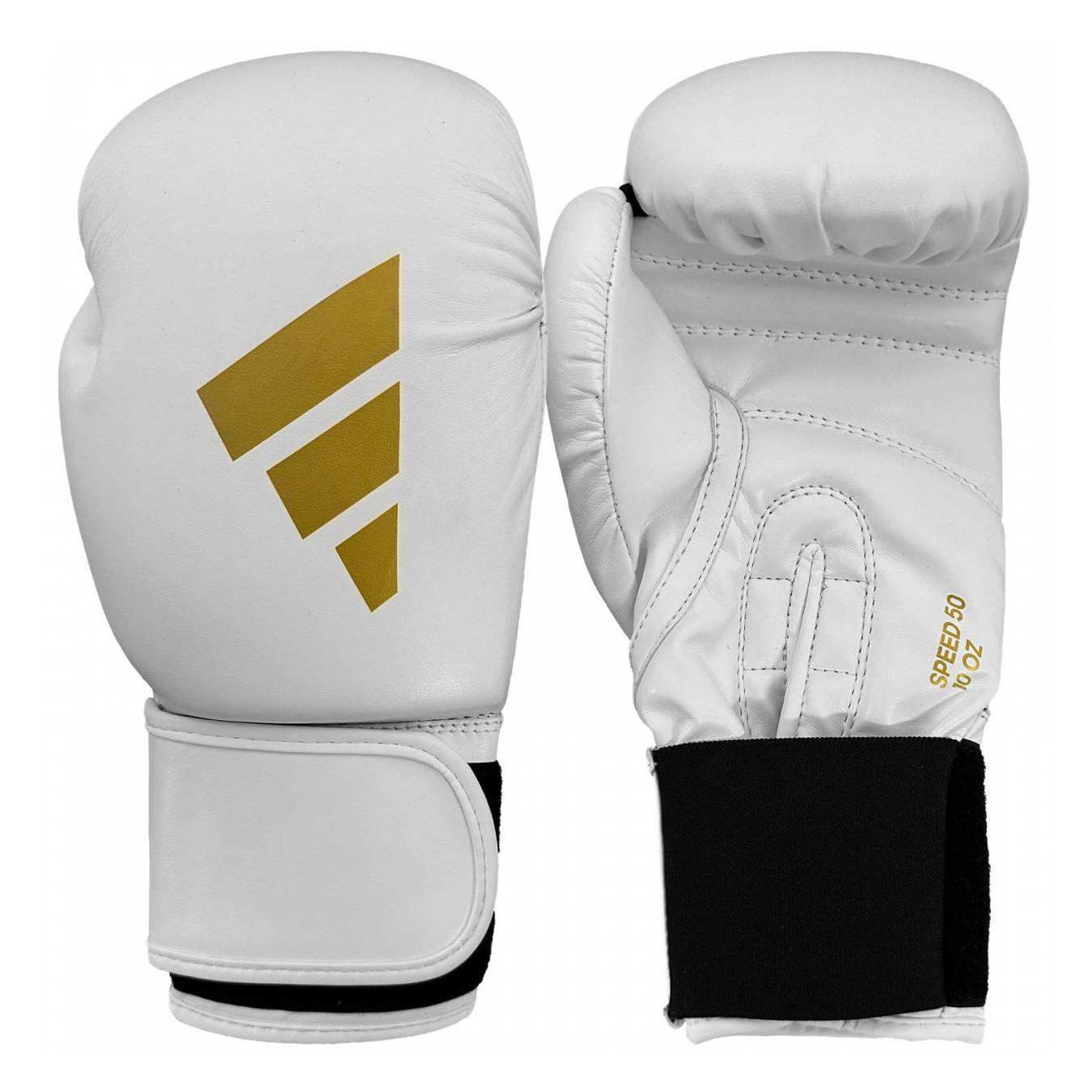 adidas SPEED 50 Boxing Gloves, White/Gold 