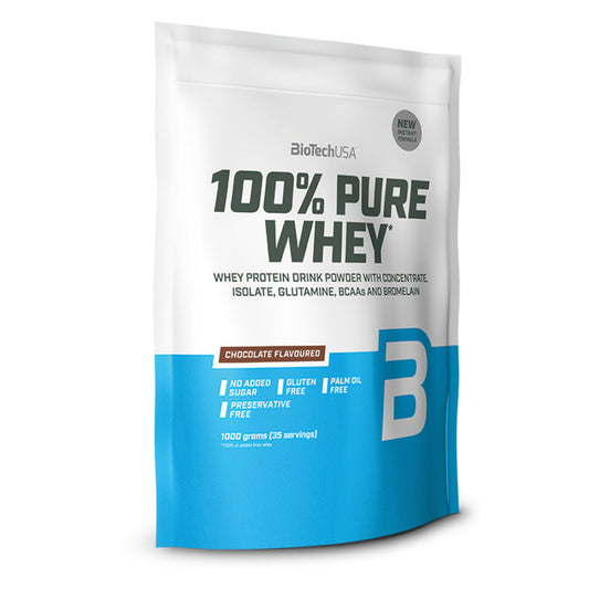 Biotech USA 100% Pure Whey With Concentrate, Isolate, Glutamine &amp; BCAAs Whey Protein Gluten Free Milk Chocolate Flavor 1kg