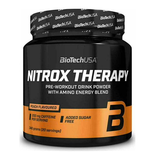 Biotech USA Nitrox Therapy Pre-workout Drink Powder with Amino Energy Blend 340gr Peach