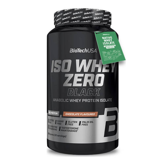 Biotech USA Iso Whey Zero Black Whey Protein Free of Gluten &amp; Lactose with Chocolate Flavor 908gr 
