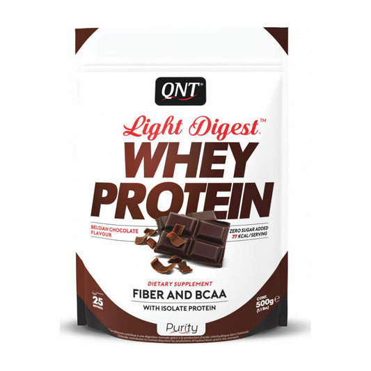 QNT Light Digest Whey Πρωτεΐνη Ορού Γάλακτος Χωρίς Γλουτένη με Γεύση Belgian Chocolate 500gr