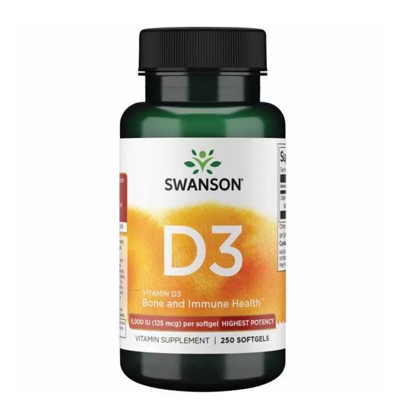 Swanson Vitamin D3 Βιταμίνη για Ανοσοποιητικό 5000iu 250 μαλακές κάψουλες