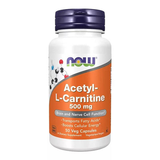 Now Foods Acetyl L-Carnitine Συμπλήρωμα Διατροφής με Καρνιτίνη 500mg 50 φυτικές κάψουλες