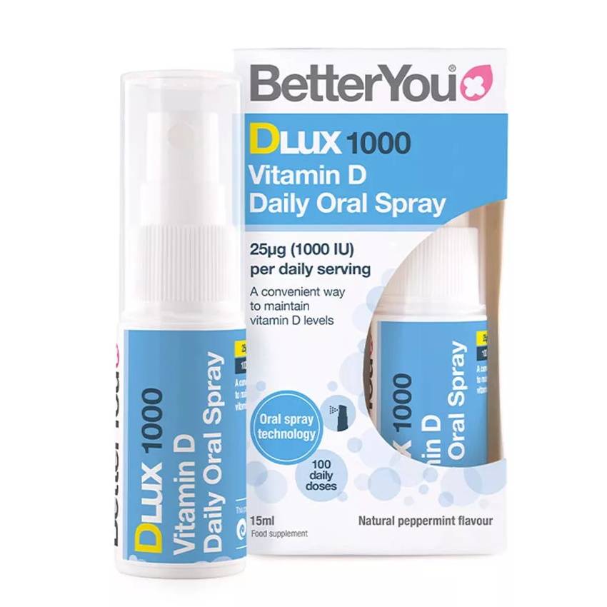 BetterYou Dlux Daily Vitamin D 1000 IU Oral Spray 15 ml, Natural Peppermint