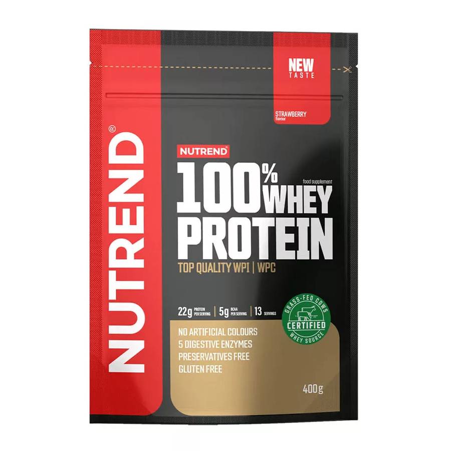 Nutrend 100% Whey Πρωτεΐνη Ορού Γάλακτος Χωρίς Γλουτένη με Γεύση Φράουλα 400gr