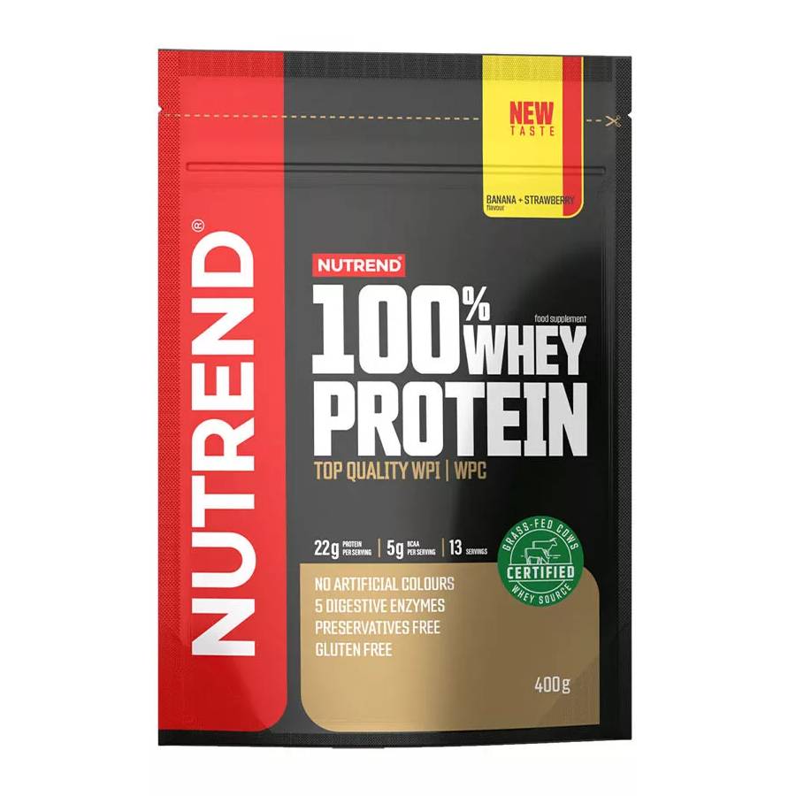 Nutrend 100% Whey Πρωτεΐνη Ορού Γάλακτος Χωρίς Γλουτένη με Γεύση Banana & Strawberry 400gr