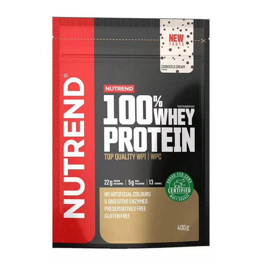 Nutrend 100% Whey Πρωτεΐνη Ορού Γάλακτος Χωρίς Γλουτένη με Γεύση Cookies & Cream 400gr