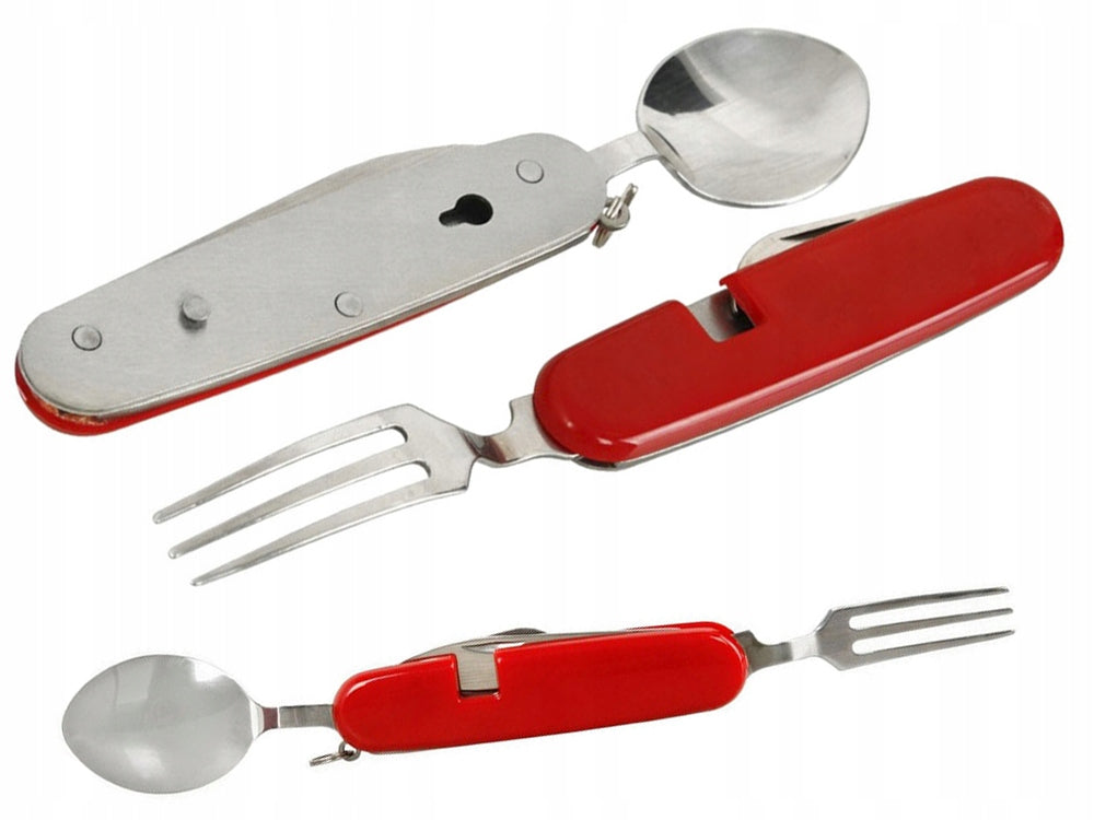 Multi-tool 4 in 1 Spoon/Fork/Spoon/Opener in red