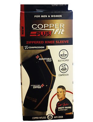 Copper Fit Knee Pad with Zipper, Black