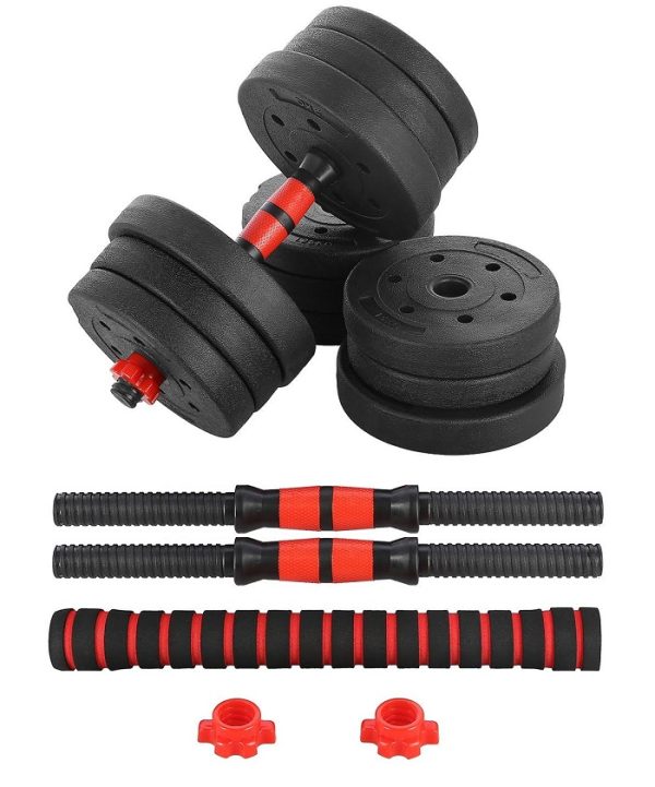 Set of gym dumbbells with a bar - 10kg