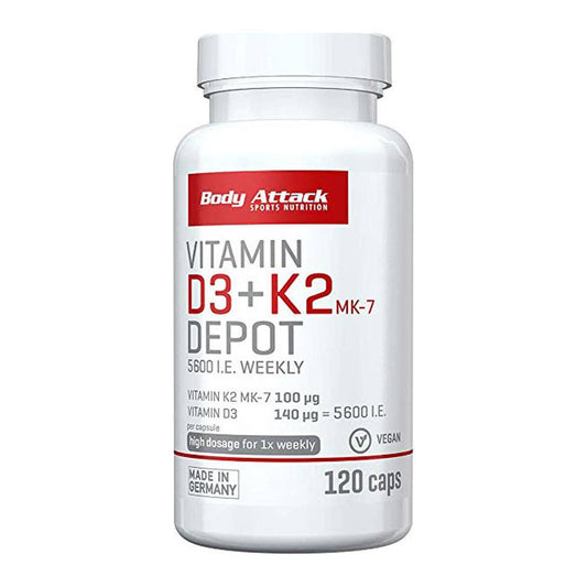 Body Attack Vitamin D3 & K2 MK-7 Depot Βιταμίνη για Ανοσοποιητικό 120 κάψουλες