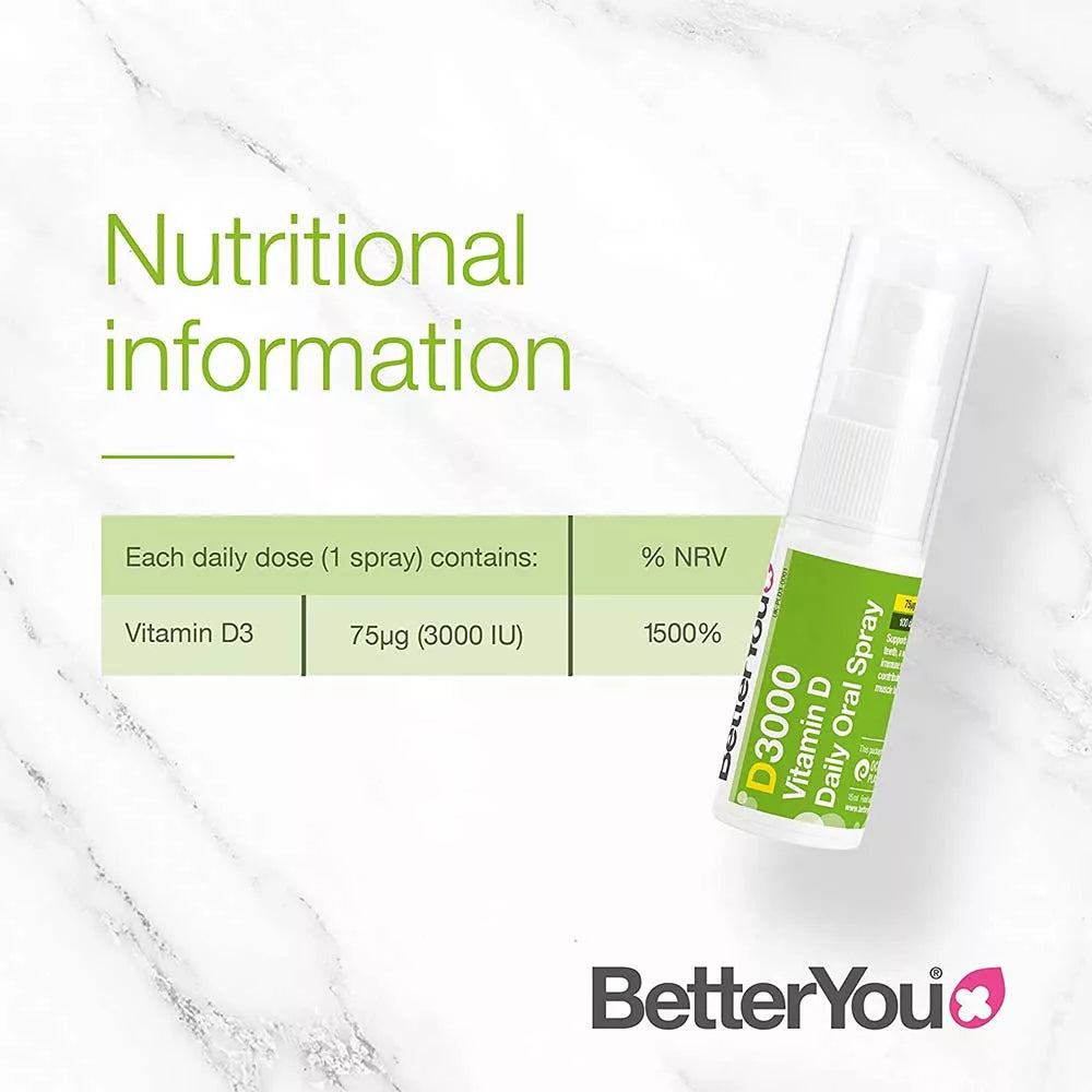 BetterYou DLux 3000iu Daily Vitamin D Βιταμίνη για Ανοσοποιητικό 3000iu 15ml, Natural Peppermint