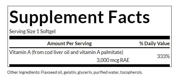 Swanson Vitamin A Βιταμίνη 10000iu 250 μαλακές κάψουλες