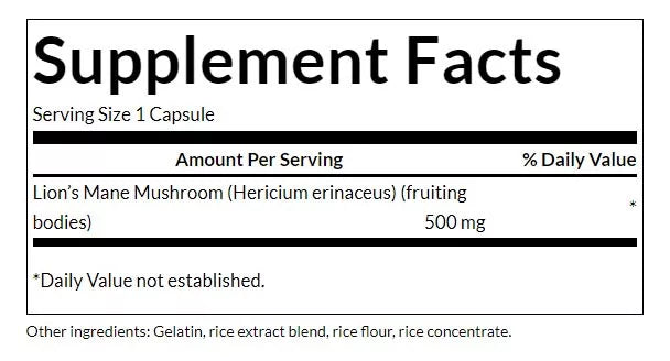 Swanson Lions Mane Mushroom 500mg 60 κάψουλες