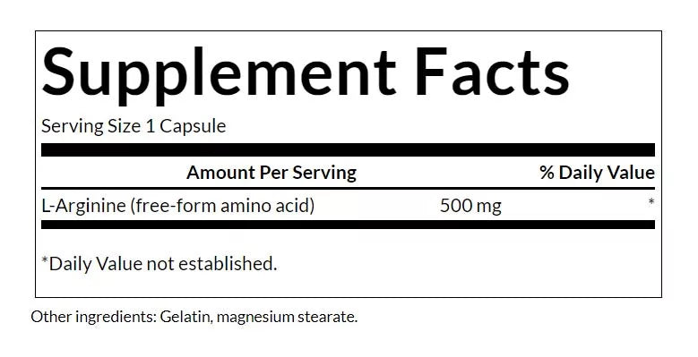 Swanson L-Αrginine 500mg 100 κάψουλες