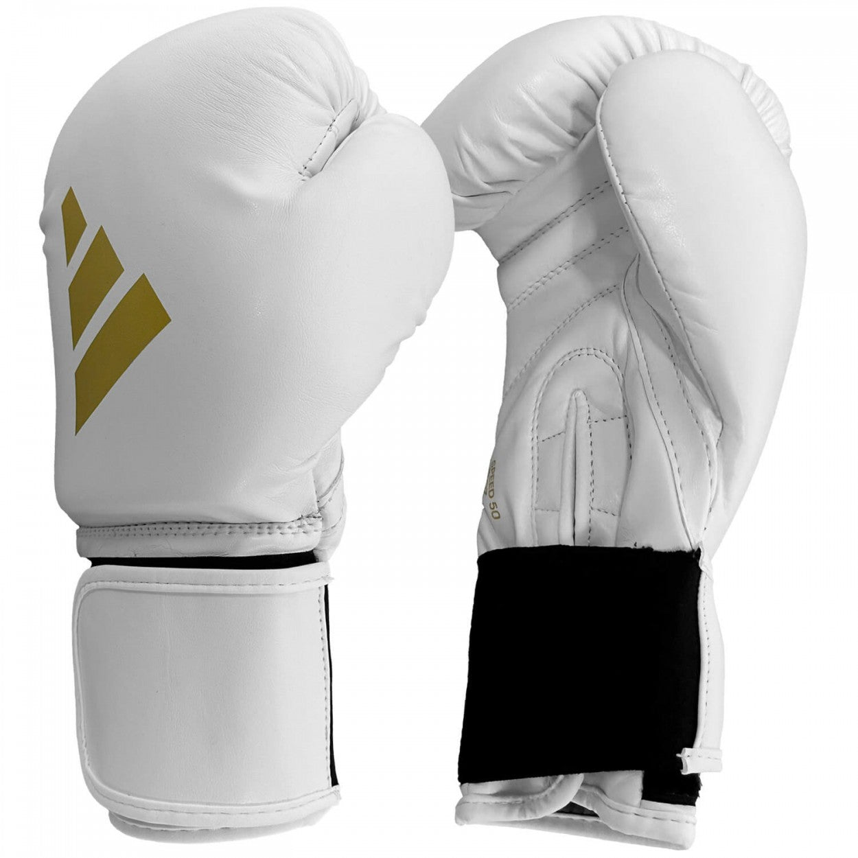 adidas SPEED 50 Boxing Gloves, White/Gold 