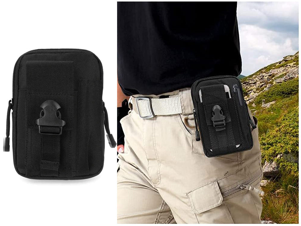 Military Belt Bag in Black, (18cm x 12cm x 6cm)