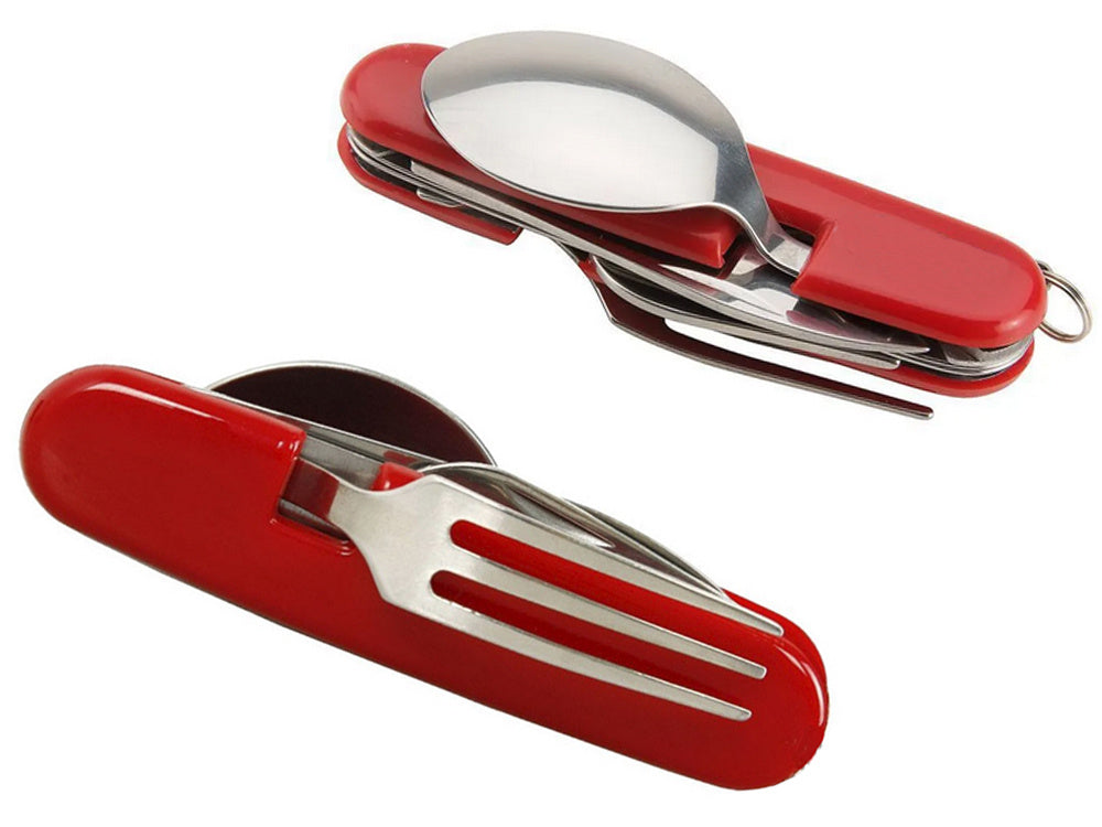 Multi-tool 4 in 1 Spoon/Fork/Spoon/Opener in red