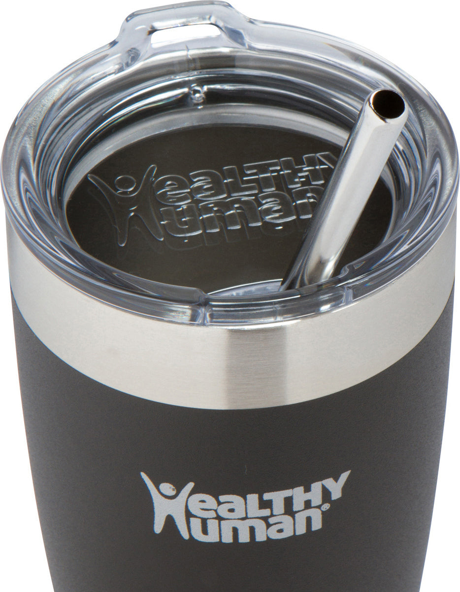 Healthy Human Cruiser Tumbler Pure Black Thermos Tumbler with Straw 0.59lt