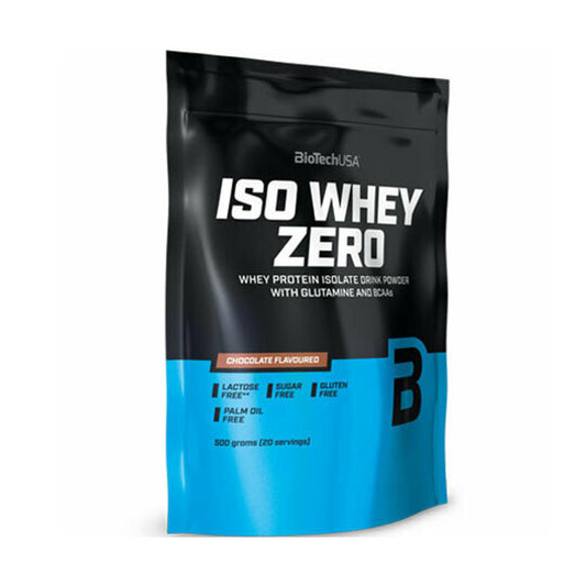 Biotech USA Iso Whey Zero With Glutamine &amp; BCAAs Whey Protein Without Gluten &amp; Lactose with Chocolate Flavor 500gr 